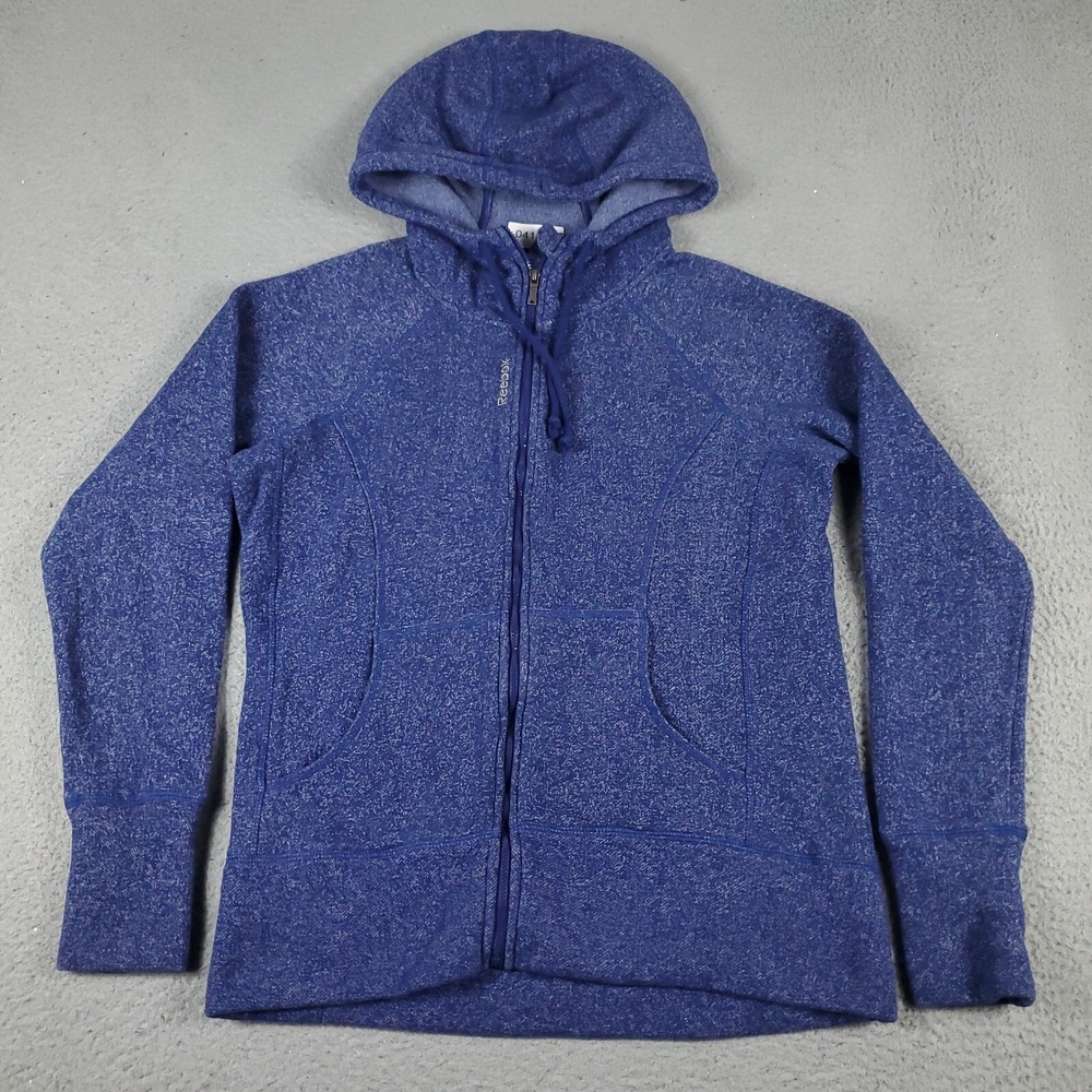Reebok Sweater Womens Medium Blue Full Zip Hoodie Sweatshirt